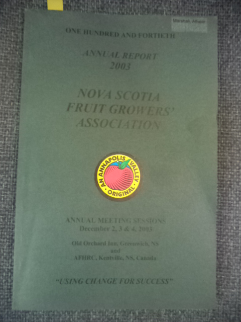 Image for One Hundred and Fourtieth Annual Report of the Fruit Growers' Association of Nova Scotia: 2003