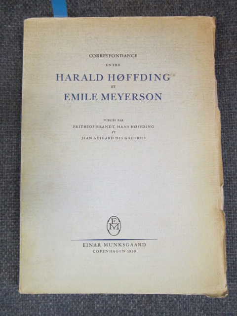 Image for Correspondance entre Harald Høffding et Emile Myerson