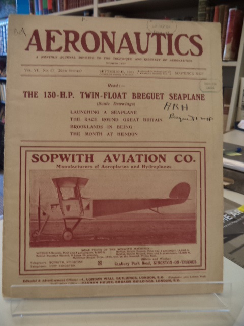 Image for Aeronautics.  A monthly journal devoted to the technique of aeronautics.  Vol. VI, No. 67 September 1913
