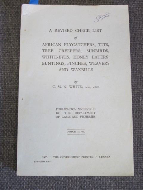 Image for A Revised Check List of African Flycatchers, Tits, Tree Creepers, Sunbirds, White-eyes, Honey Eaters, Buntings, Finches, Weavers and Waxbills