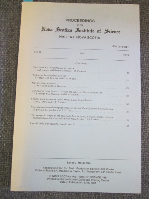 Image for Proceedings of the Nova Scotian Institute of Science. Vol. 31, Part 2
