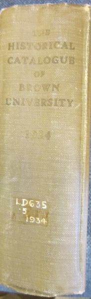 Image for Historical Catalogue of Brown University, 1764-1934