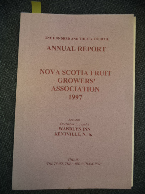 Image for One Hundred and Thirty Fourth Annual Report of the Fruit Growers' Association of Nova Scotia: 1997