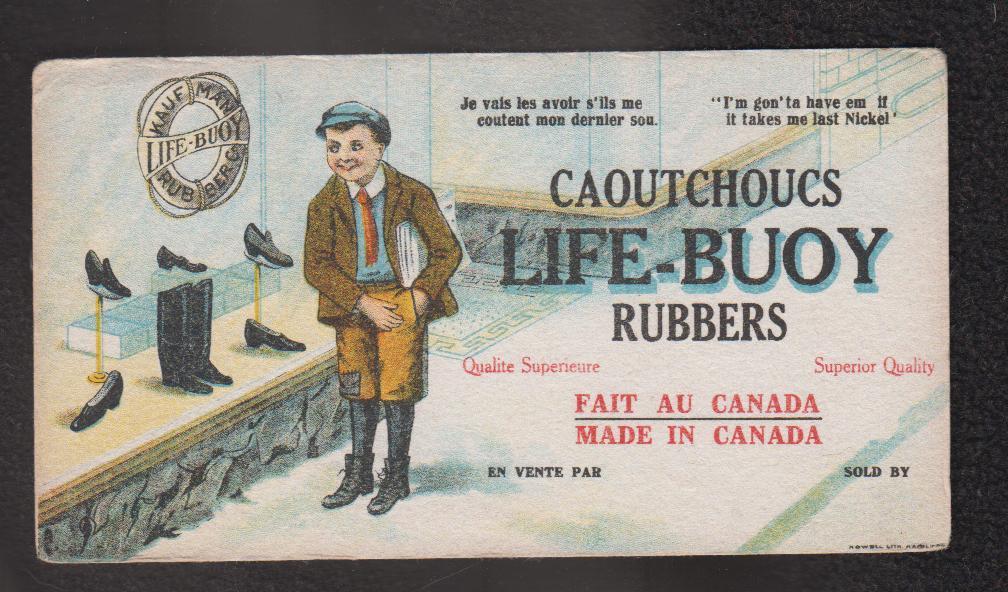 Image for Colour Litho Advertising Blotter Life-Buoy Rubbers Caoutchoucs Kaufman