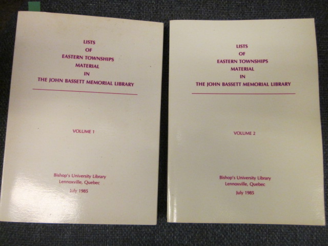 Image for Lists of Eastern Townships Material in the John Bassett Memorial Library
