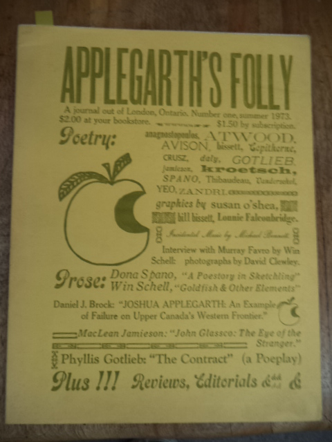Image for Applegarth's Folly. A journal out of London, Ontario. Number one, summer 1973