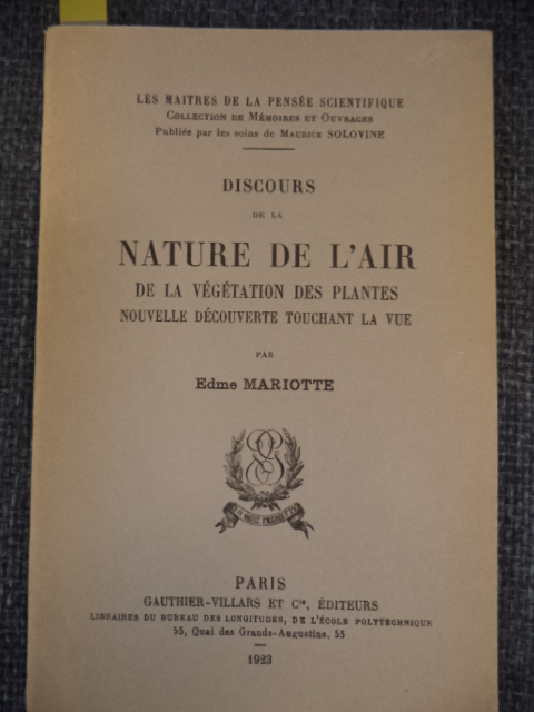 Image for Discours de la nature de l'air, de la végétation des plantes, nouvelle découverte touchant la vue