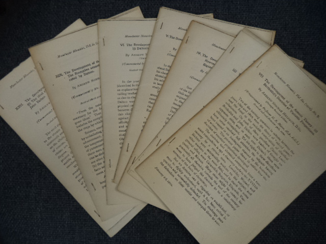 Image for The Development of the Atomic Theory. Complete in seven parts, as printed in Memoirs and Proceedings of the Manchester Literary and Philosophical Society, 1910 - 1911