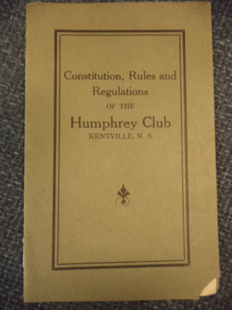 Image for Constitution, Rules and Regulations of the Humphrey Club Kentville, N.S.