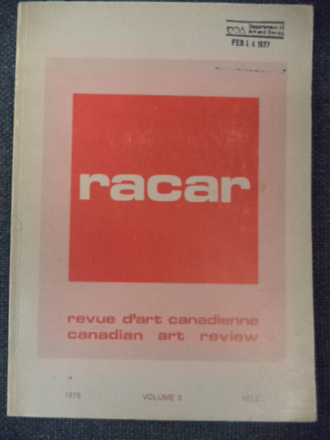 Image for RACAR. Revue d'art Canadienne / Canadian Art Revue Volume 3, No. 2, 1976