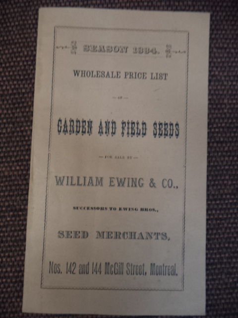 Image for Season 1884. Wholesale Price List of Garden and Field Seeds for sale by William Ewing & Co., successors to Ewing Bros., Seed Merchants