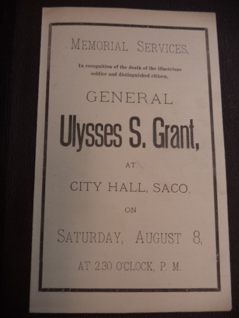 Image for General Ulysses S. Grant Memorial Services program, Saco Maine, 8 August 1885