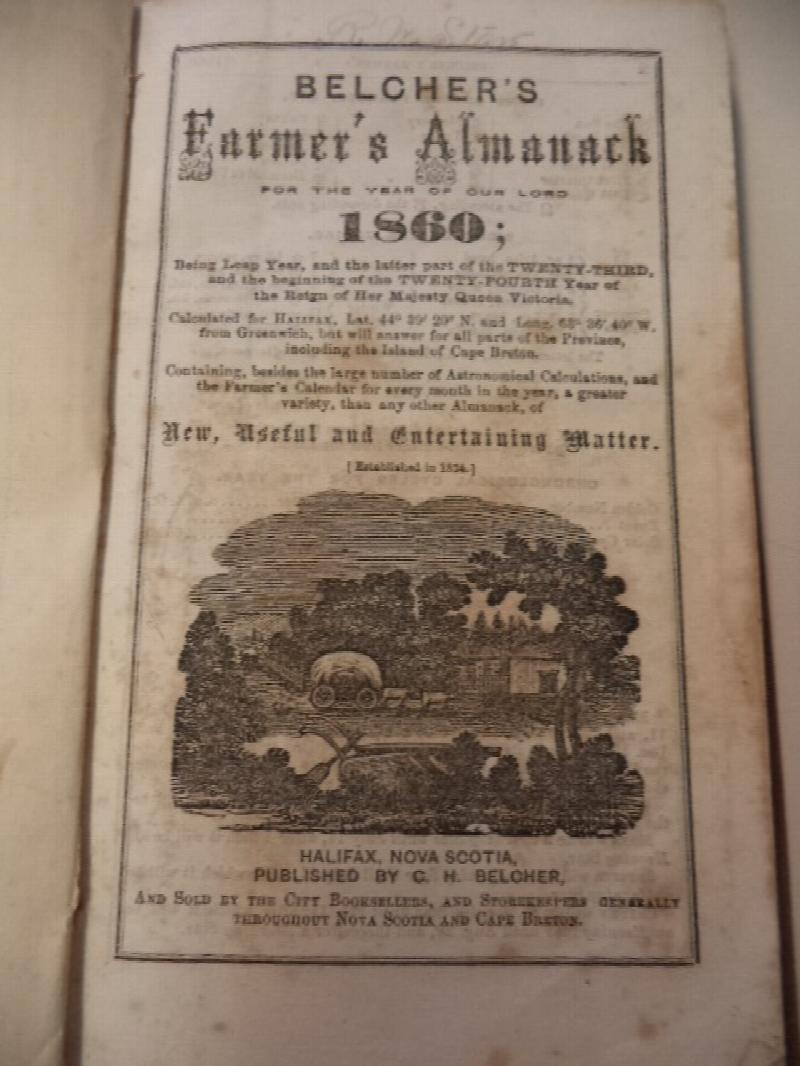 Belcher's Farmer's Almanack. For the Year of Our Lord 1860 Province
