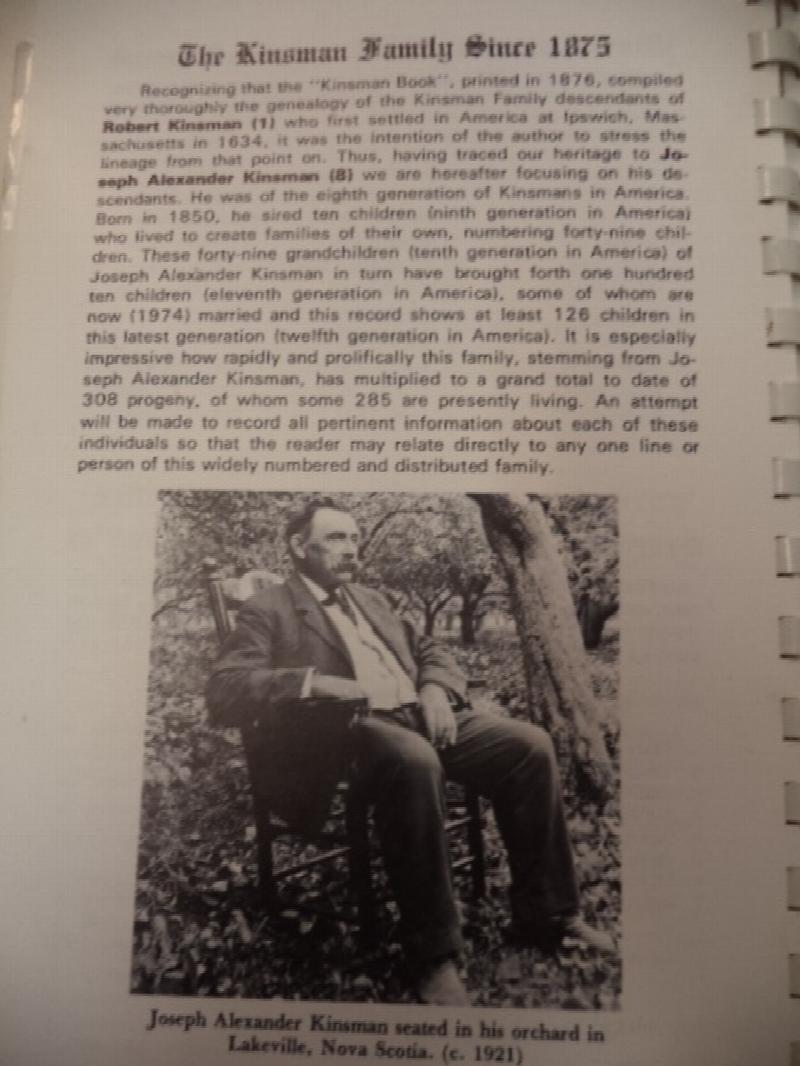 The Genealogy of the Family of Joseph Alexander Kinsman (1850-1927 ...