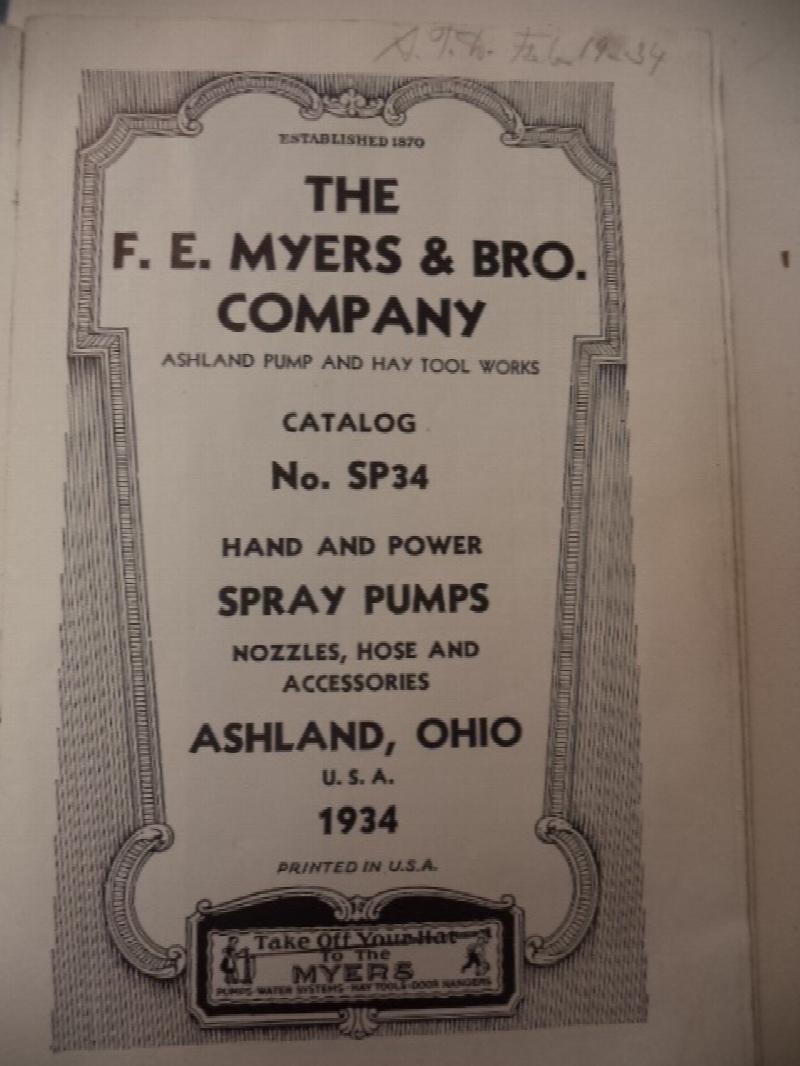 Myers Spray Pumps. Catalog No. SP34 (1934)
